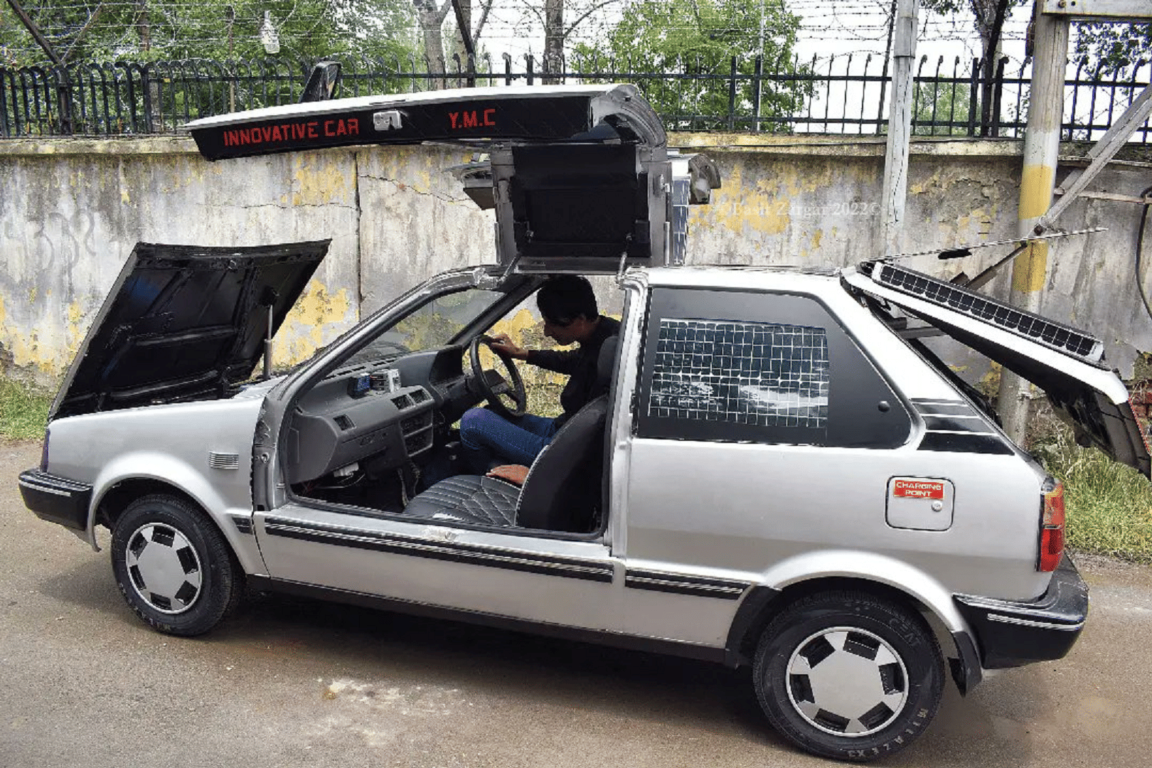 Kashmir based Mathematics teacher Bilal Ahmed invents Solar Car solar powered electric vehicle in India