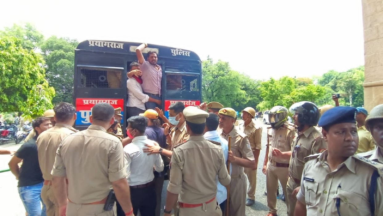 Allahabad University: Students protesting demanding promotion clash with police, eight students in custody