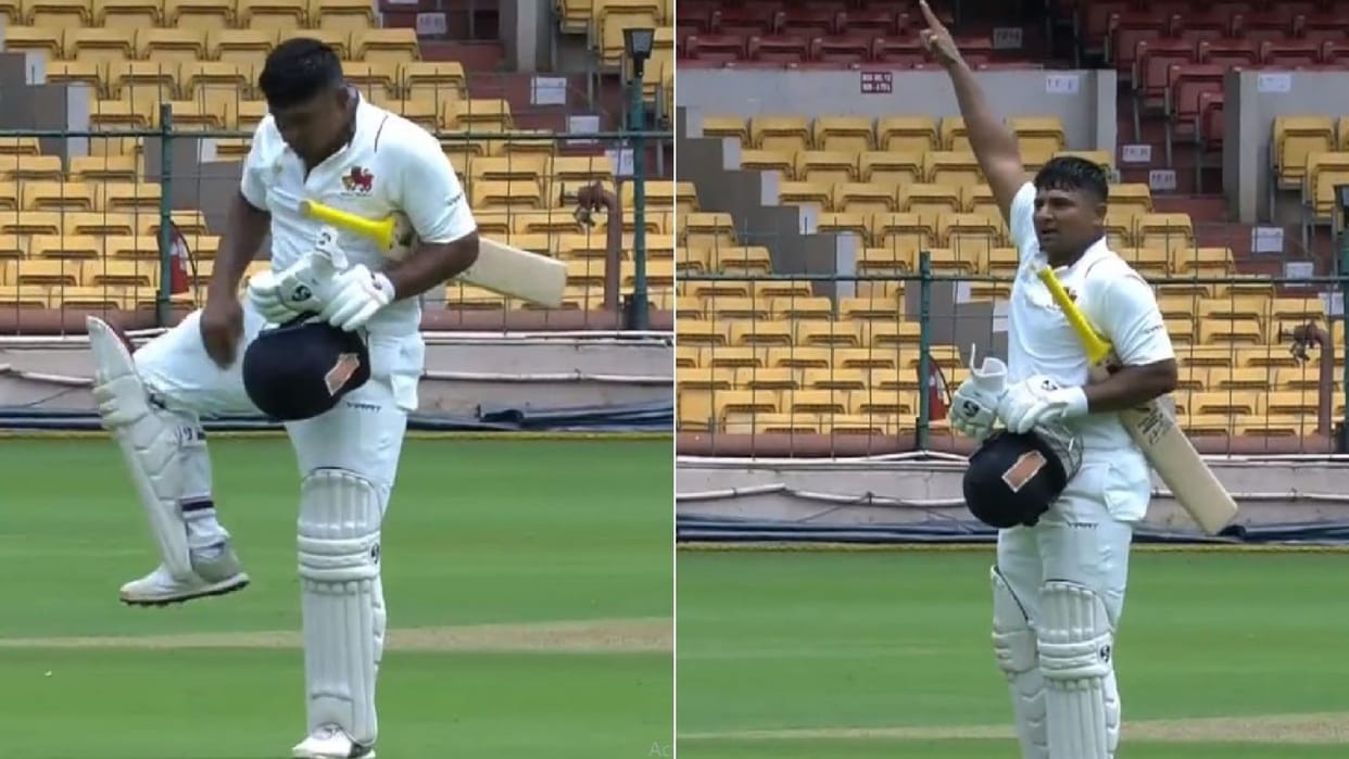 Ranji Trophy Final Sarfaraz Khan gets emotional and remember Sidhu Moose Wala after scoring a century against Madhya Pradesh watch video