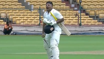 Ranji Trophy Final Sarfaraz Khan gets emotional and remember Sidhu Moose Wala after scoring a century against Madhya Pradesh watch video