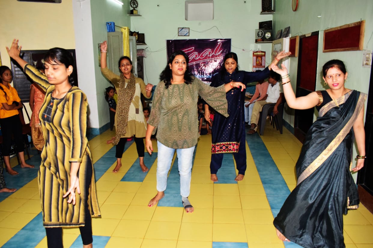 Women improving health in dance class