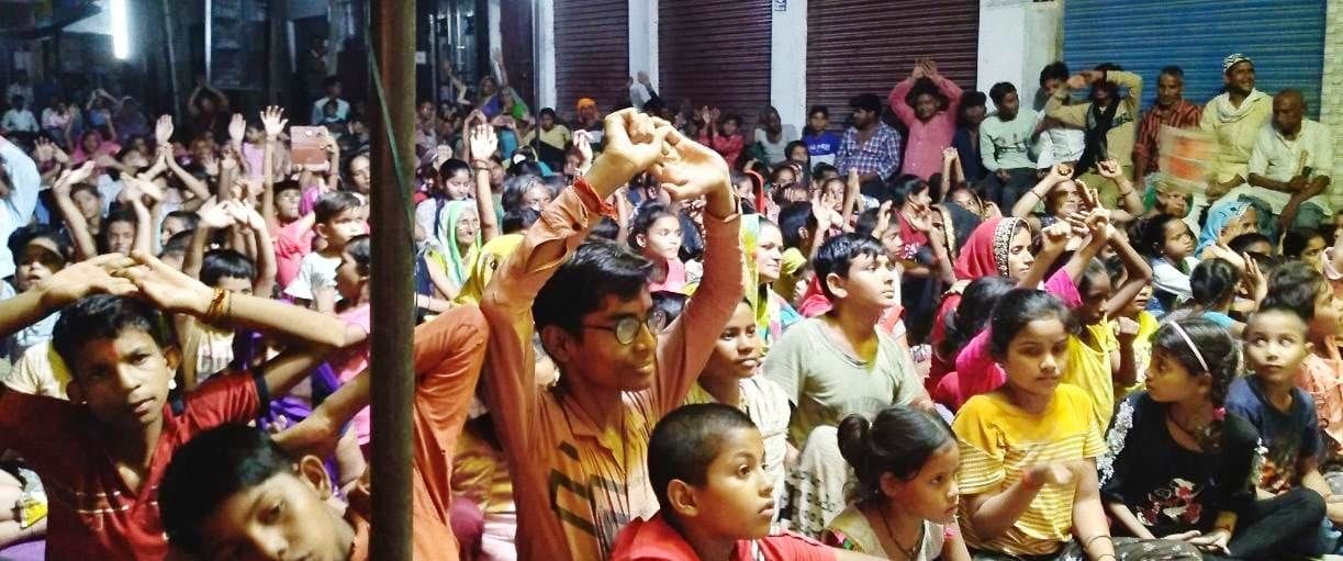 Devotees dance with Radha-Krishna Swaroop in Shri Krishna Rasleela Festival