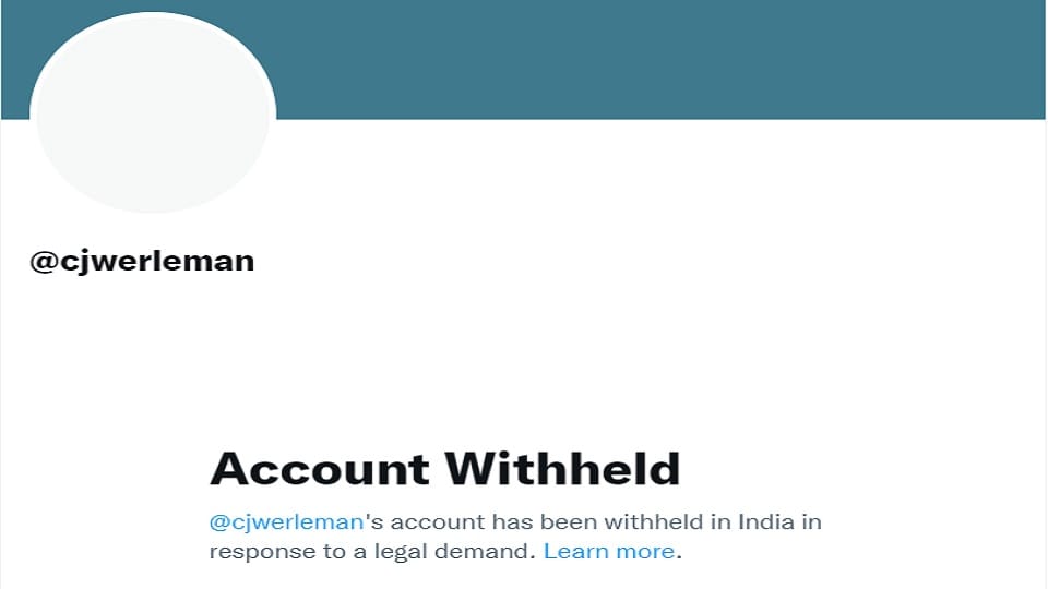 Twitter withholds columnist C J Werleman's account on govt's request