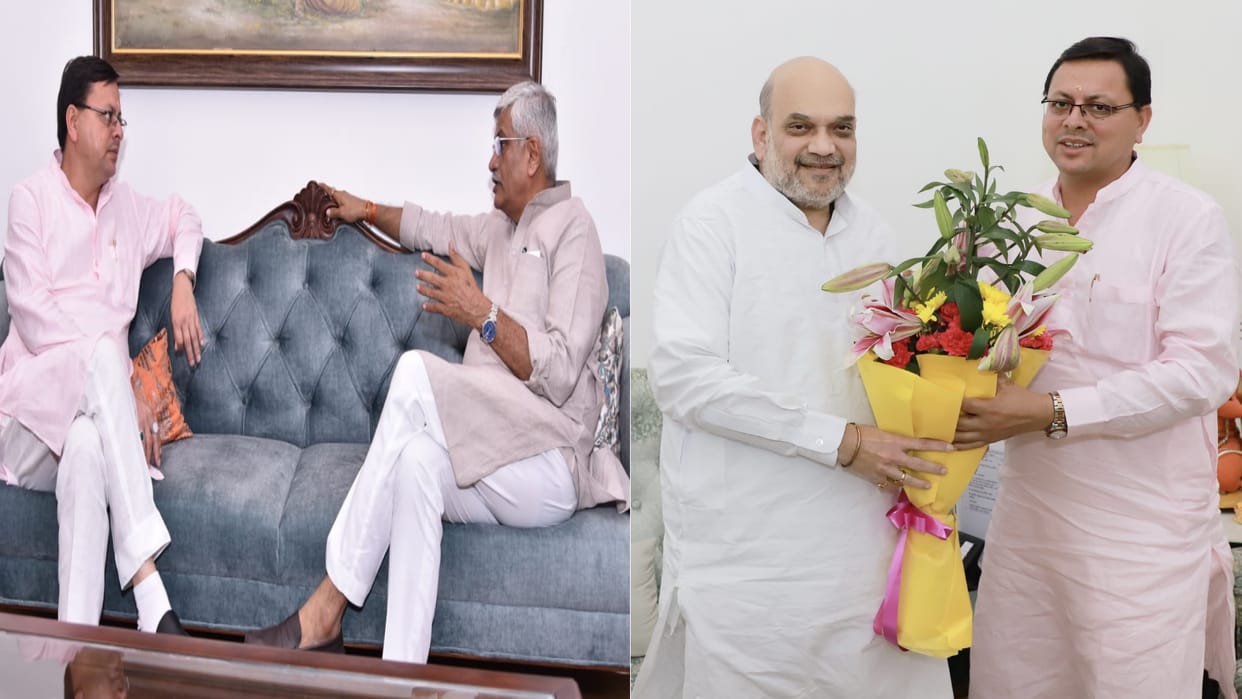 CM Pushkar Singh Dhami met Union Jal Shakti Minister Gajendra Singh Shekhawat and Union Home and Cooperation Minister Amit Shah