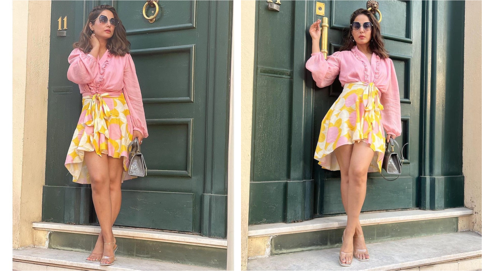 hina khan raises temperature high in backless purple crop top