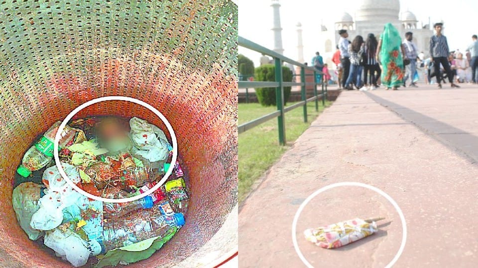 Liquor bottle And Bidi Found The Premises Of Taj Mahal