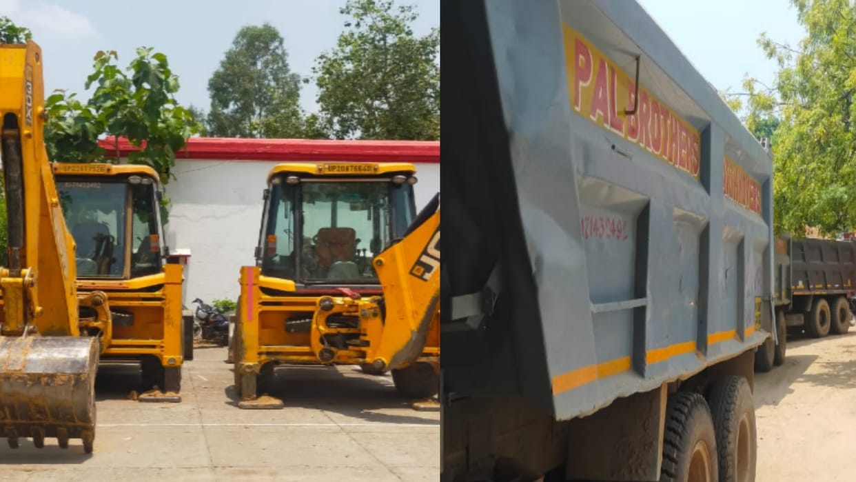 Bijnor: Action on illegal mining, Police seized two JCBs and six dumpers