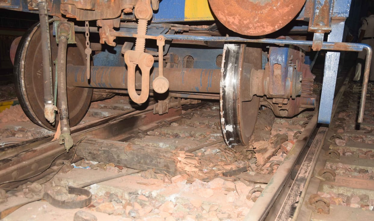 Three wagons of a goods train derailed on the outer near the railway station