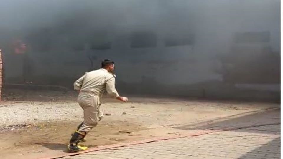 massive fire broke out in a plastic chair factory Agra