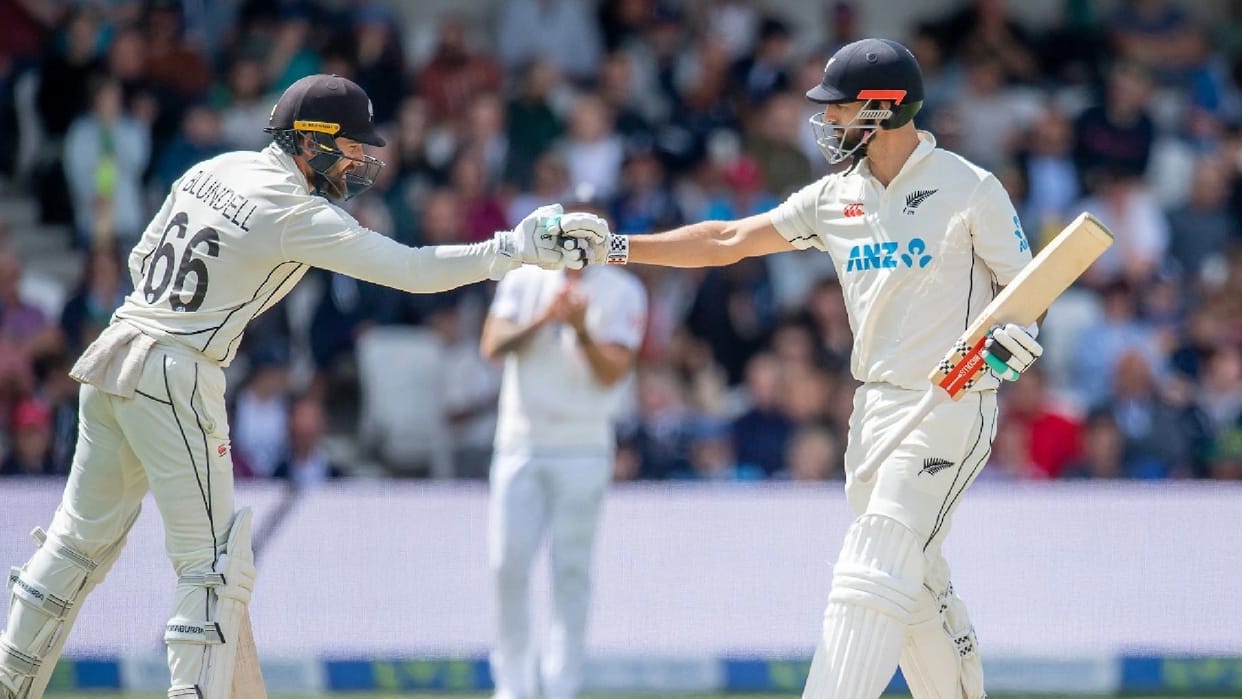 ENG vs NZ New Zealand strong with Daryl Mitchell Tom Blundell century partnership NZ set 296 run challenge for England