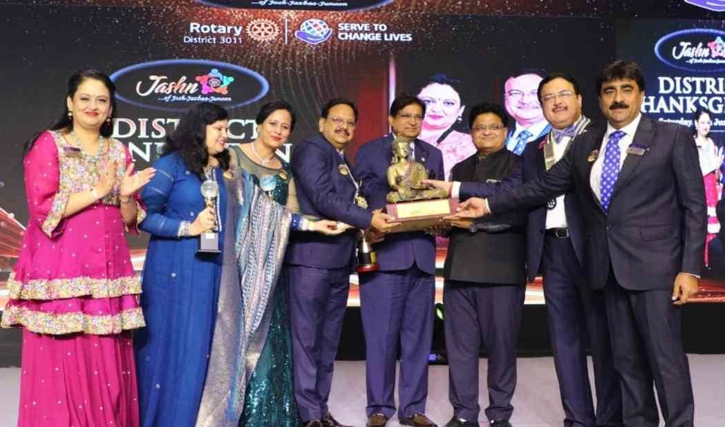 Rotary Club Narnaul received the Running Trophy Award