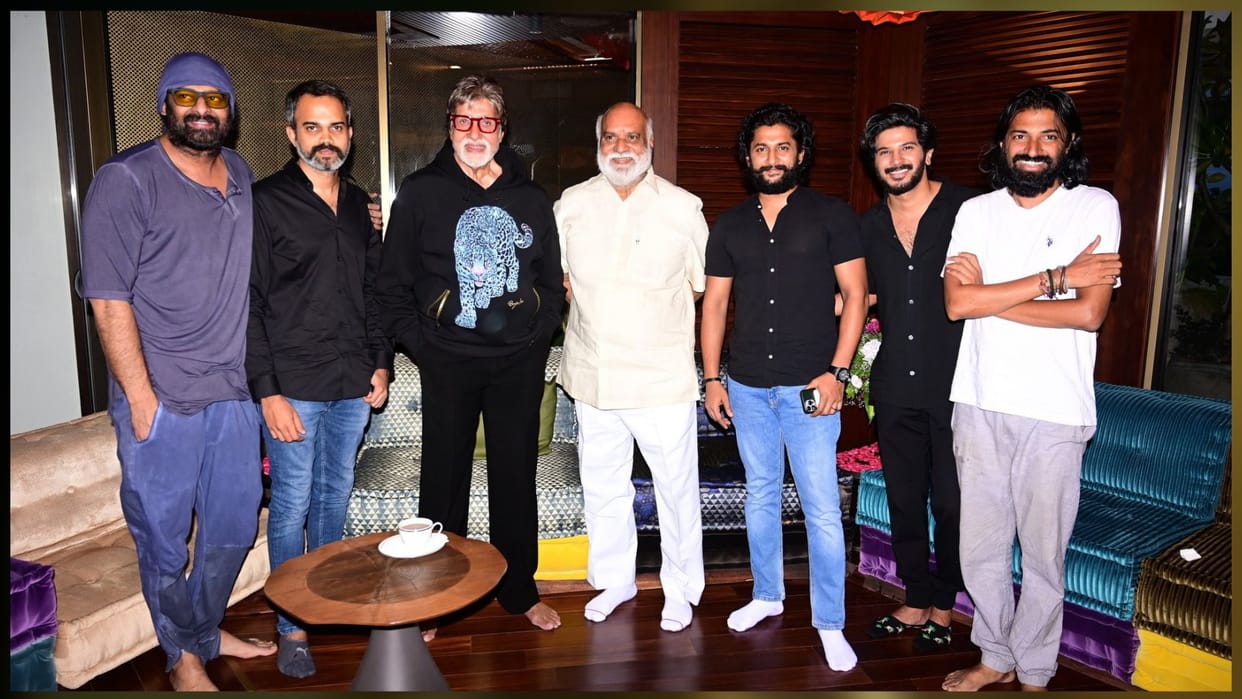 Salaar and Project K teams: Prabhas Amitabh Bachchan K Raghavendra Rao, Prashanth Neel, Nani and Dulquer Salmaan
