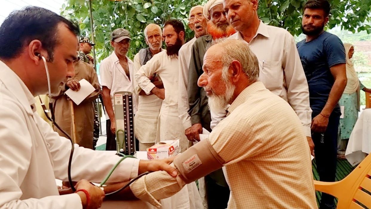 Free medicines distributed after examination in medical camp