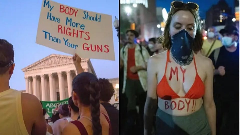 us women demonstrating against supreme court order