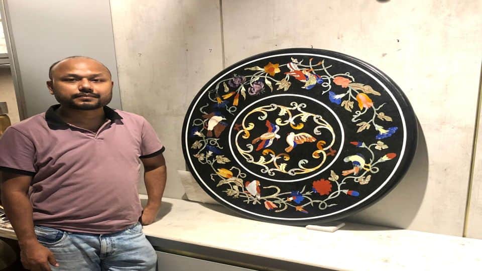 PM Narendra Modi Gifted To prime minister of italy Marble Table Top Made In Agra
