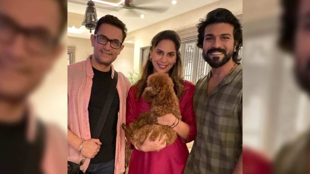 Laal Singh Chaddha Actor Aamir Khan Met Ram Charan and his Wife Upasana Kamineni Konidela at his Hyderabad Residence