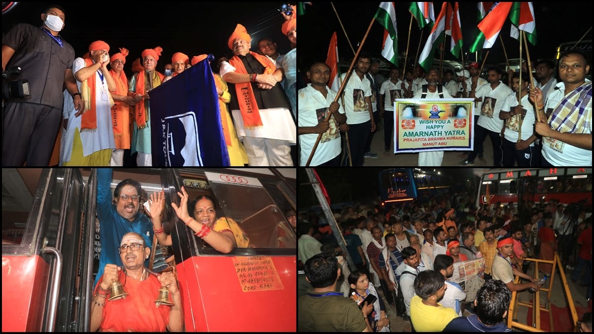 Amarnath Yatra 2022: First batch leaves Jammu bhagwati nagar base camp for Shri Amarnath Yatra huge enthusiasm among devotees photos