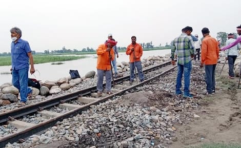 The soil that was eroded by the railways near Ataria was again cut, repairs underway