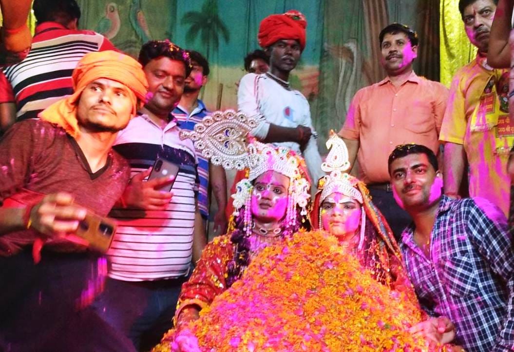 Devotees dance on peacock dance in Shri Krishna Rasleela Festival