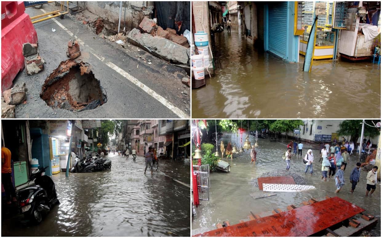 UP Monsoon Rain update varanasi me barish relief from heat but trouble increases due to water logging see in pictures