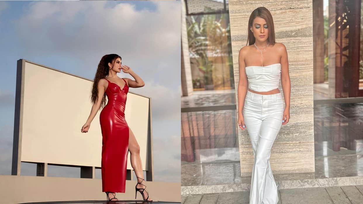 jacqueline fernandez suning photoshoot in deep neck red dress and nia sharma bold look today celebrity update in 10 pictures