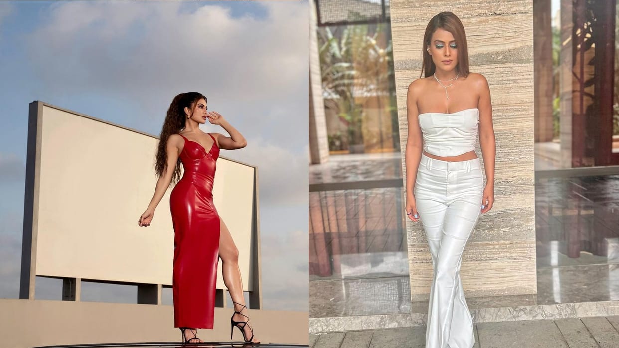jacqueline fernandez suning photoshoot in deep neck red dress and nia sharma bold look today celebrity update in 10 pictures