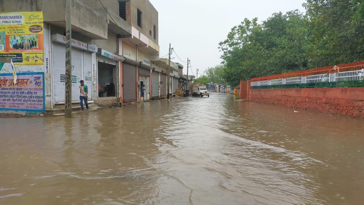 Roads filled with water due to rain, traffic affected