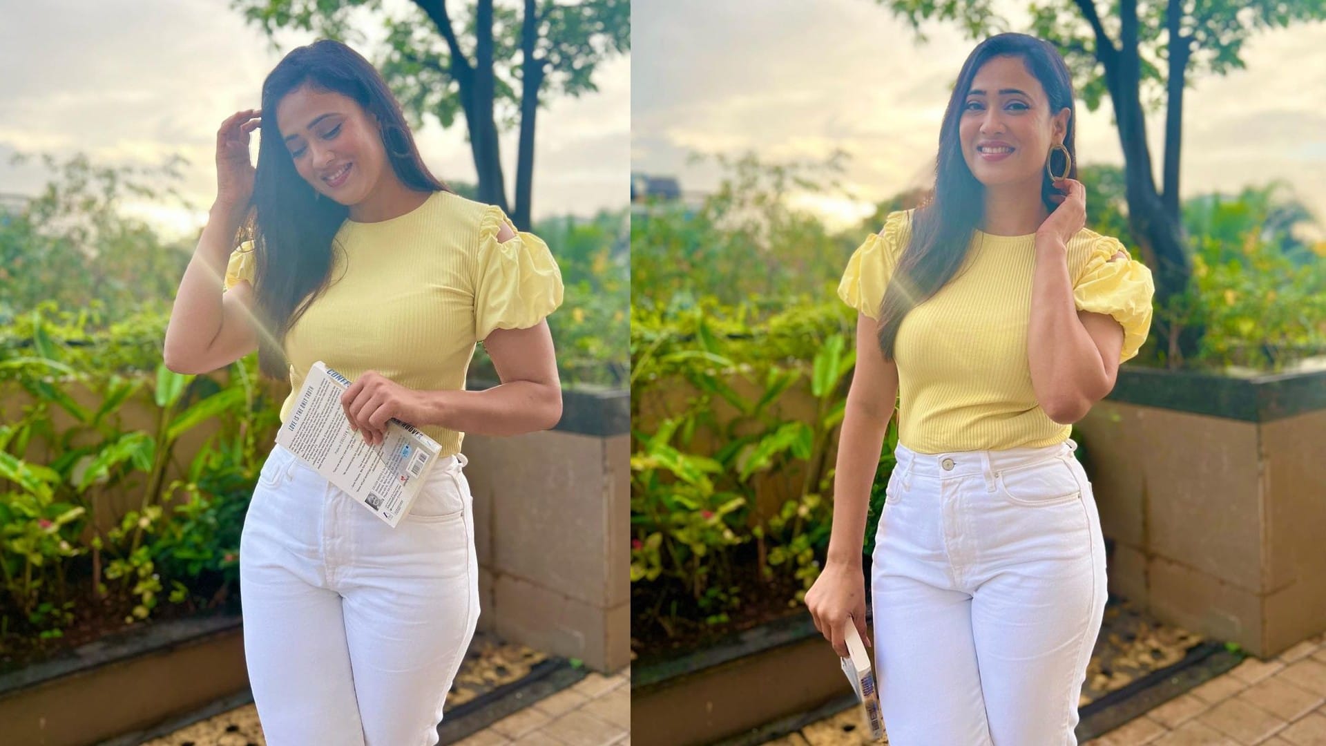 Actress Shweta Tiwari Fashion See Latest Photos In Yellow Crop Top And White Jeans