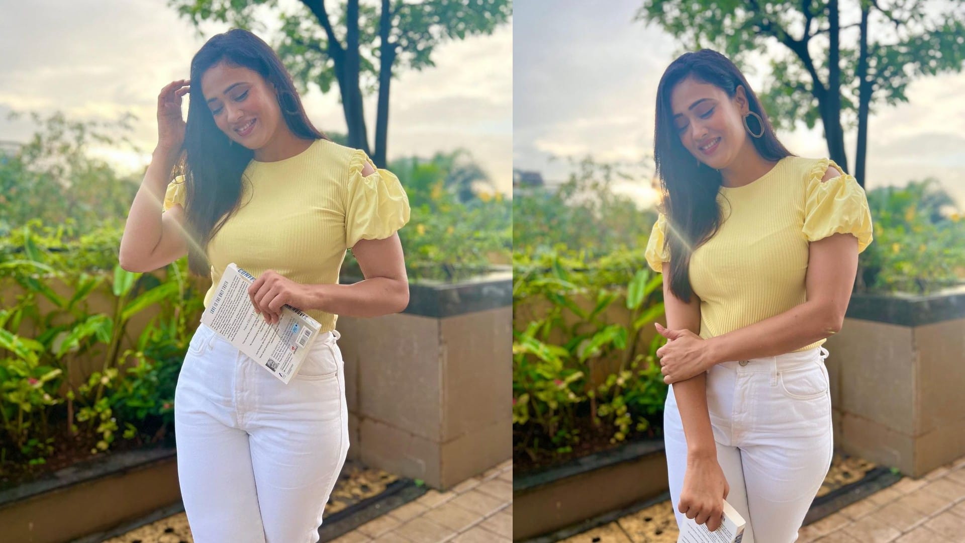 Actress Shweta Tiwari Fashion See Latest Photos In Yellow Crop Top And White Jeans