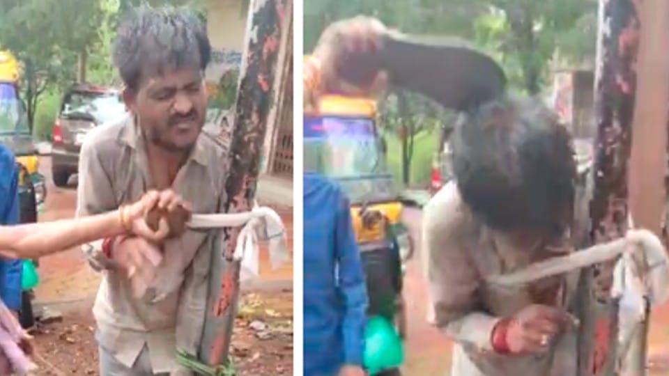 Gwalior: Auto driver tied to pole and beaten with slippers, accused of molesting girls