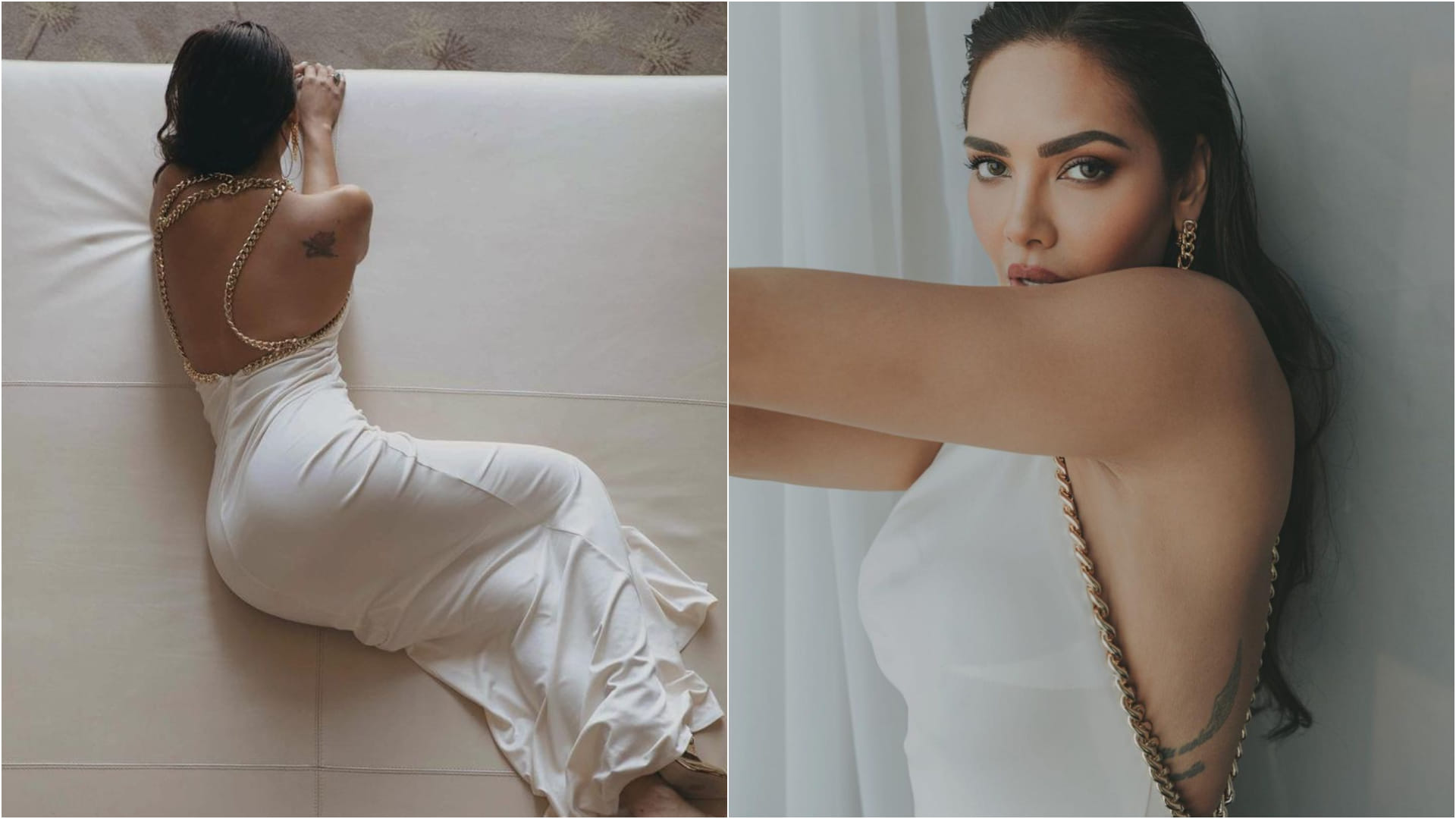 esha gupta flaunts curvy body in hot white maxi dress worth 94k