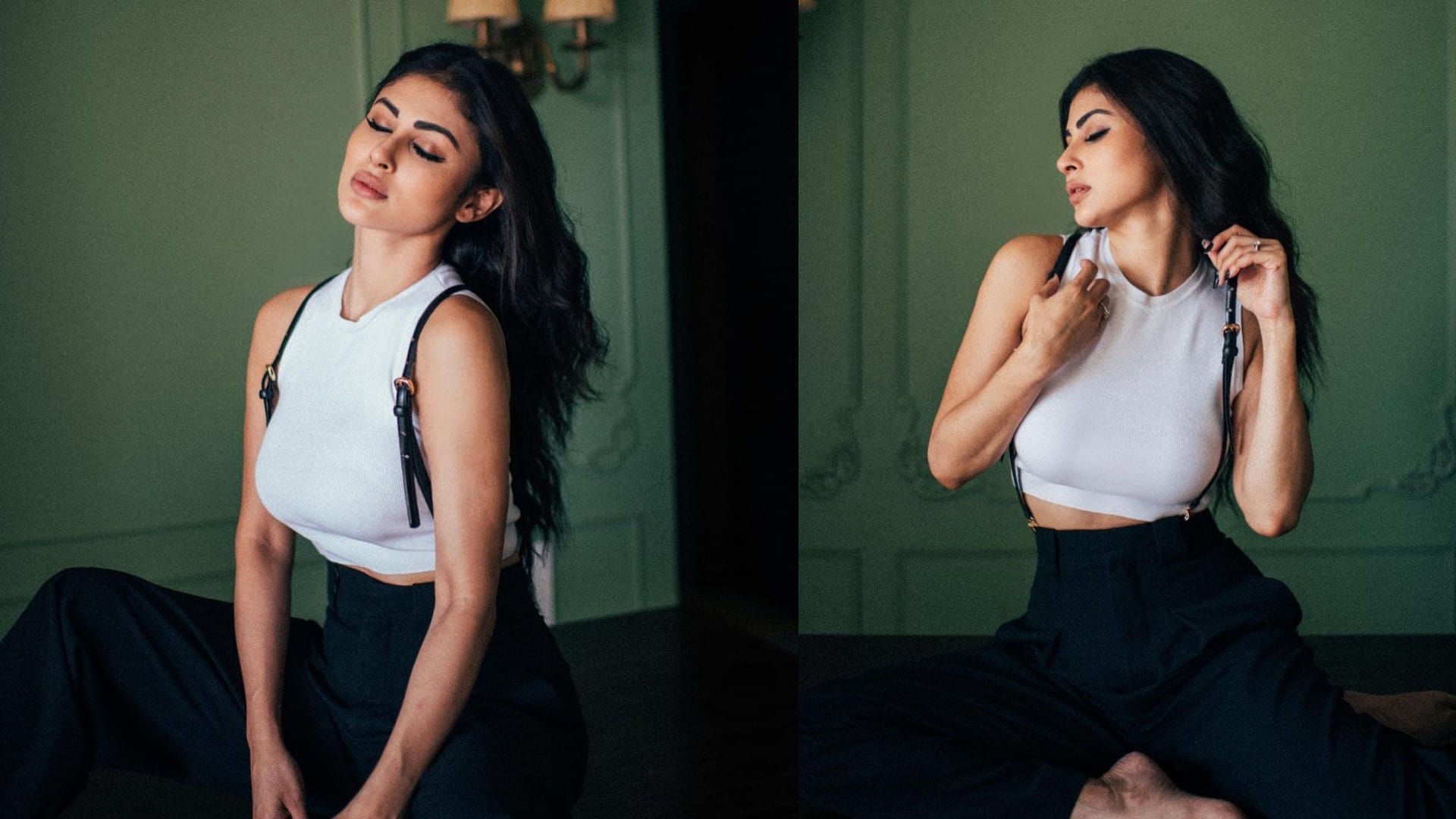 mouni roy flaunts slim waist in saree share video