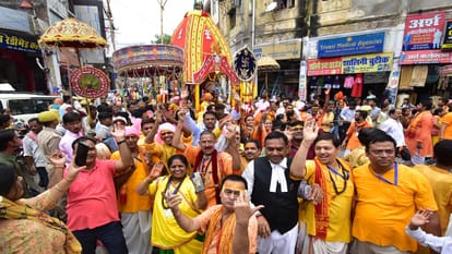 Jagannath Rath Yatra: Lord Jagannath mounted on Nandighosh's chariot, inundated for darshan