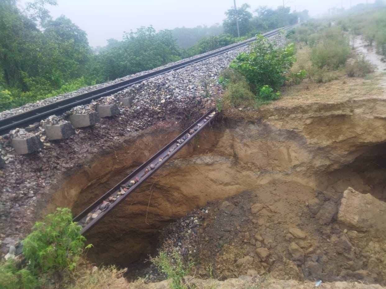 Rail traffic affected for seven hours due to soil erosion along the track
