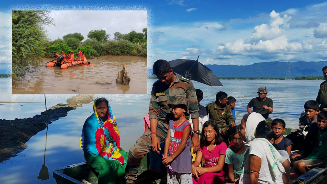 Flood 29 lakh people affected by floods in Assam14 killed Many low lying parts of Gujarat submerged