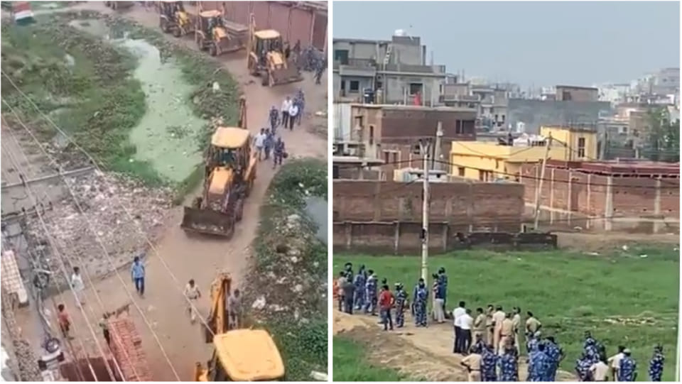 Biggest Bulldozer Action In Bihar Nepali Nagar, Rajeev nagar Is Destroying 70 houses