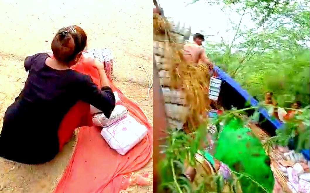 DCM overturned at Panwari-Majhgawan border in hamirpur, people robbed till bangles