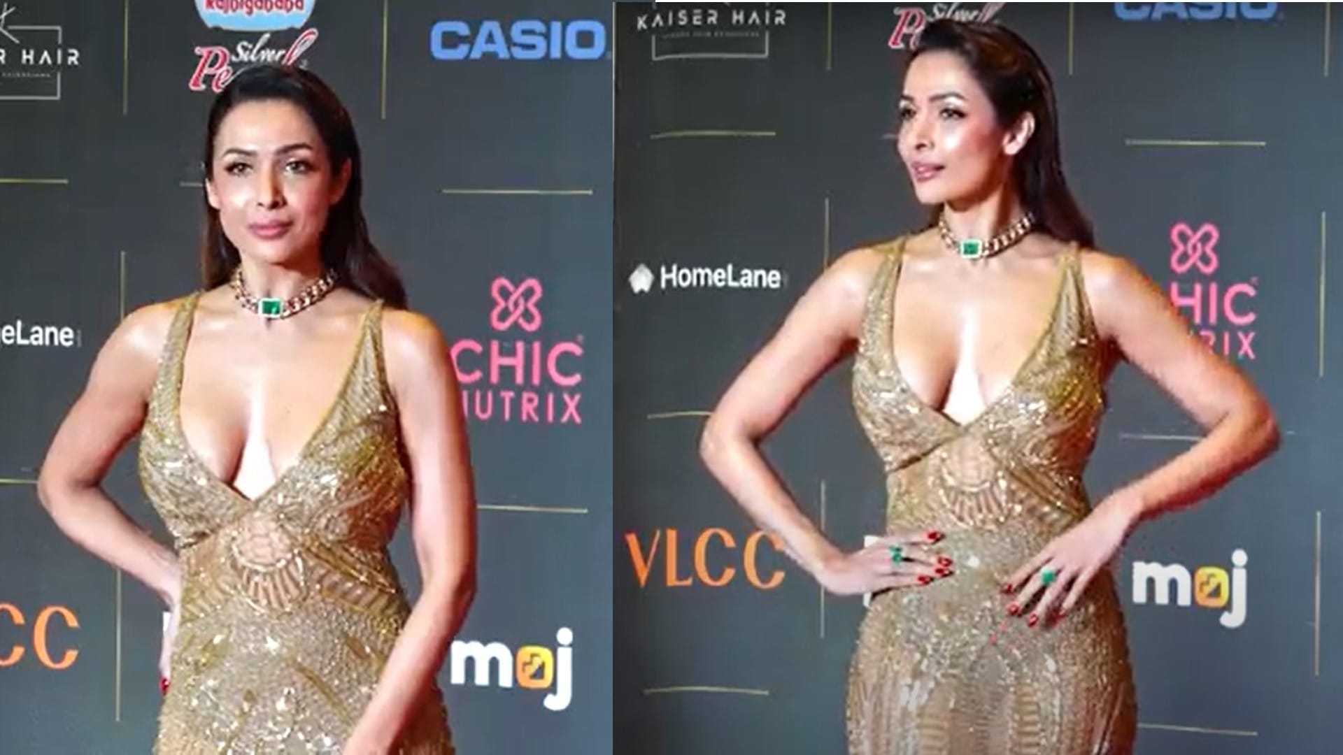 malaika arora steal limelight in miss india grand finale with her golden transparent gown