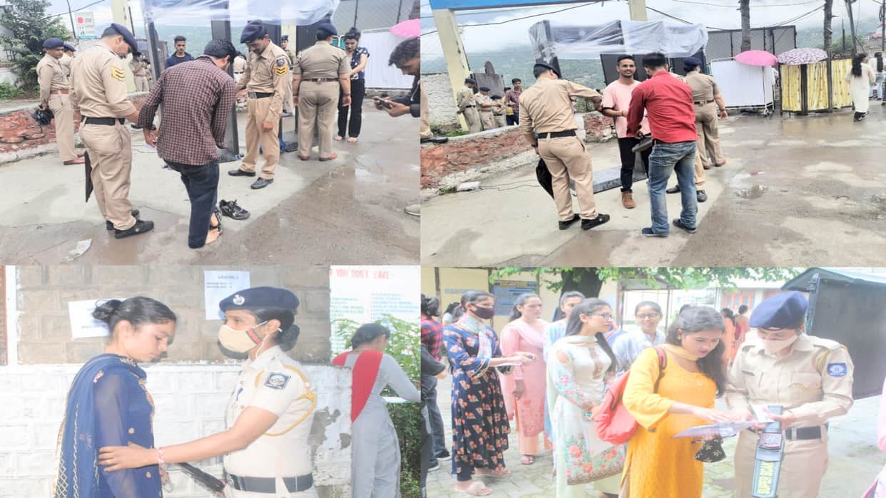 himachal Police constable recruitment written exam today live updates, Checking done by taking off the shoes jacket before entering the centers