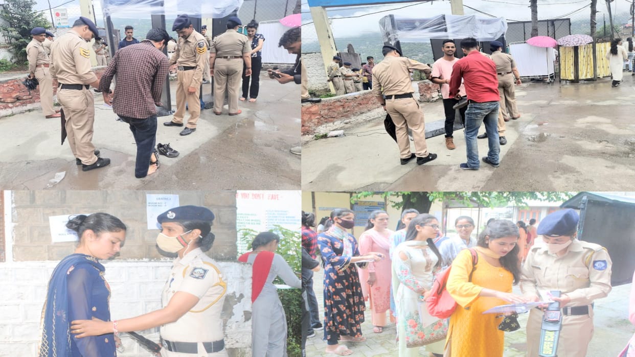 himachal Police constable recruitment written exam today live updates, Checking done by taking off the shoes jacket before entering the centers