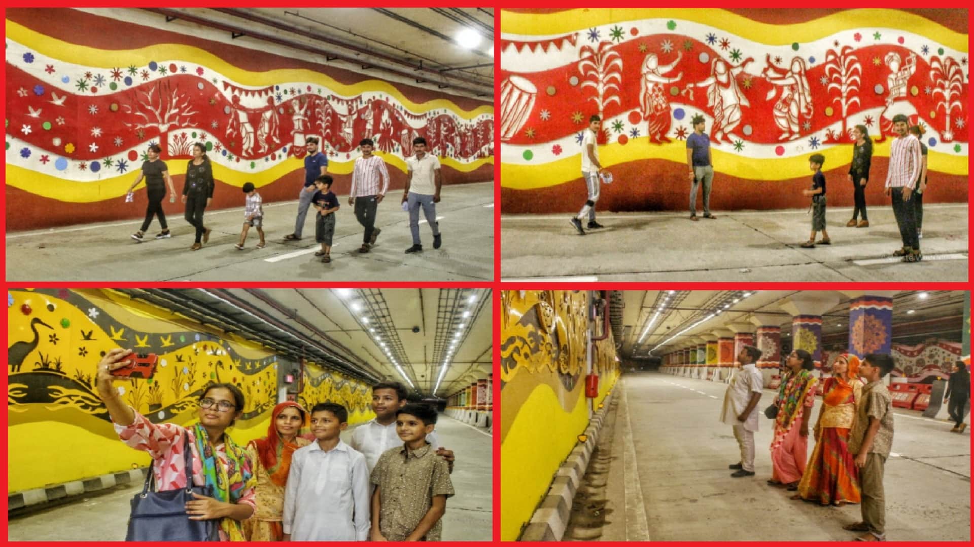 Pragati Maidan Tunnel People came with family and saw tunnel and click selfie