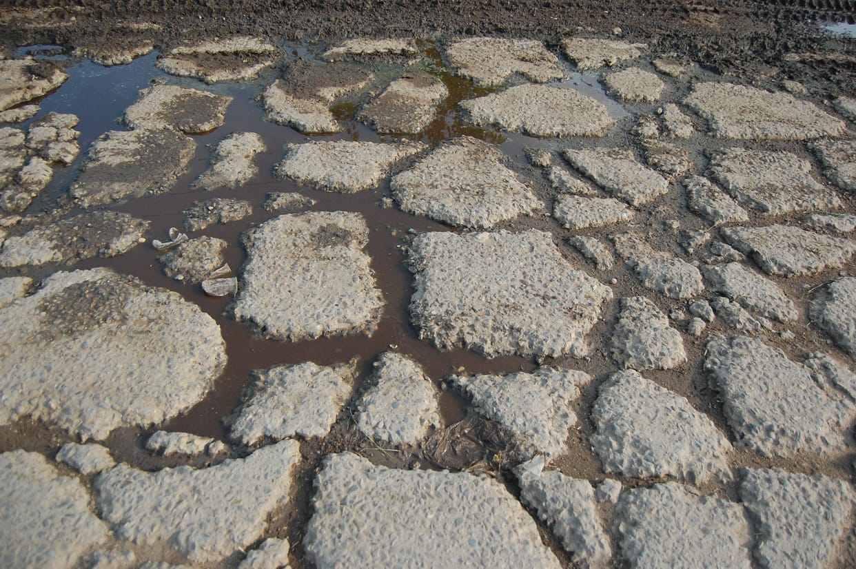 Road leading to Gaushala near Anaj Mandi turned into potholes