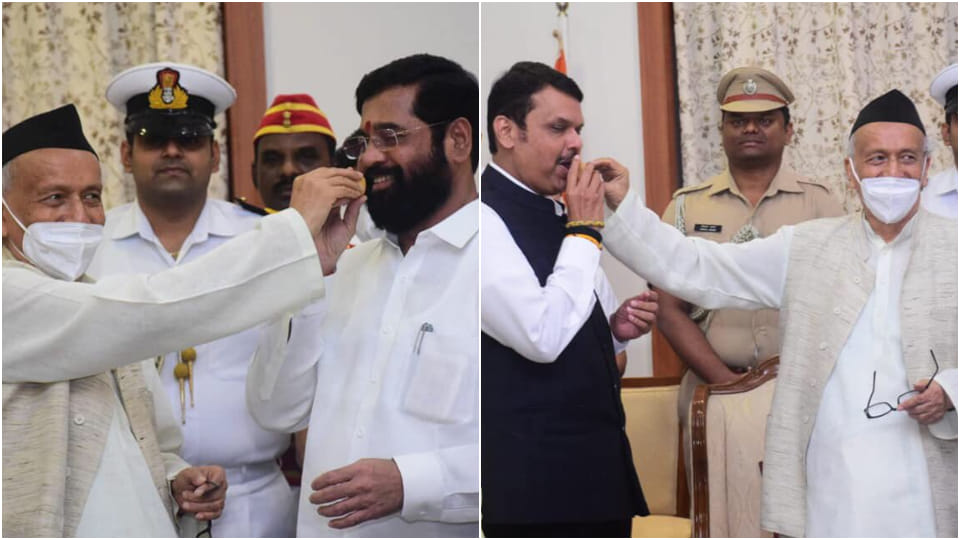 Shiv Sena in Saamana Governer Bhagat Singh Koshyari Fed Peda to Eknath Shinde News in Hindi