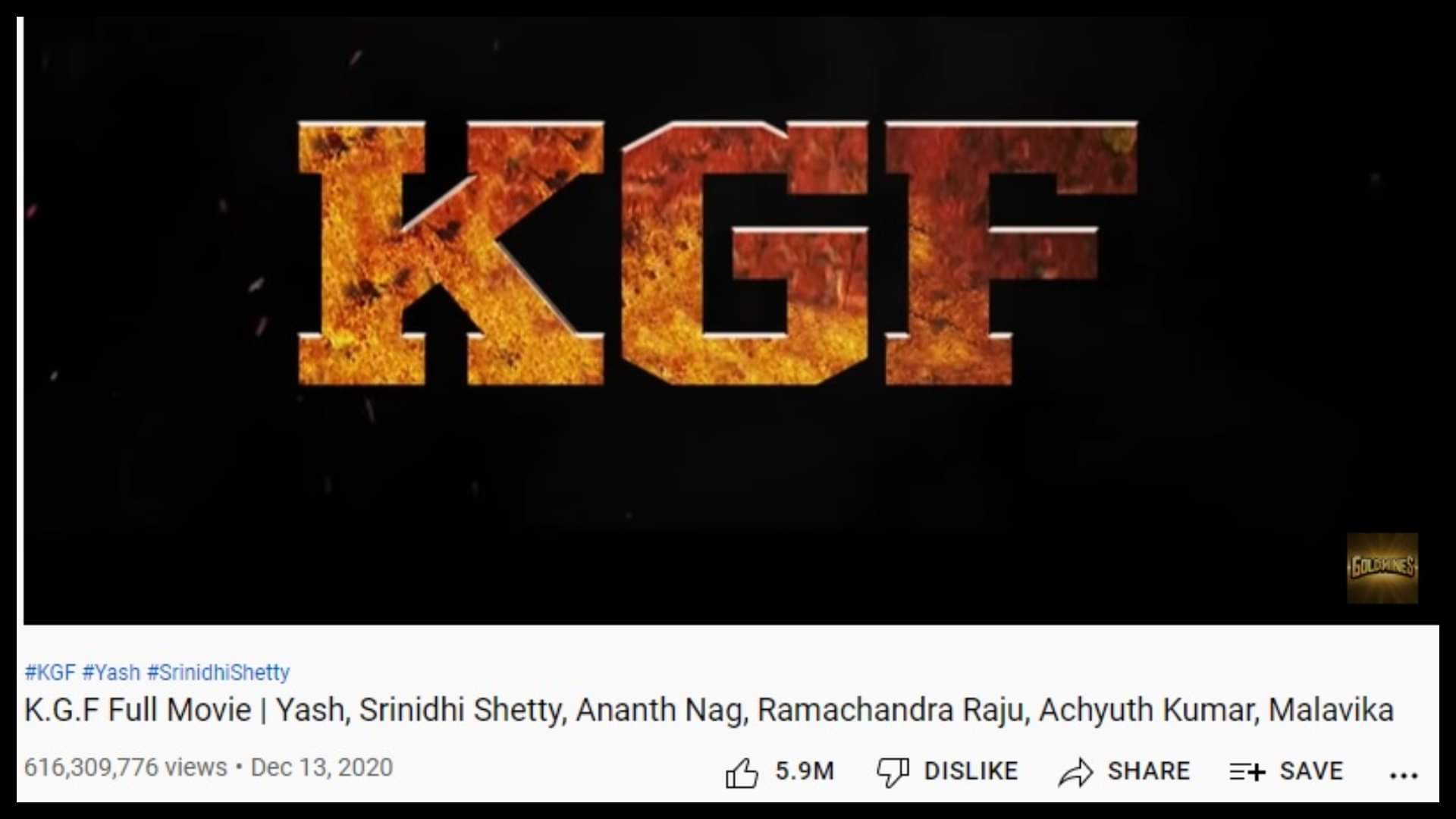 KGF Chapter 1 Bhojpuri becomes The Most-Watched Film Worldwide On YouTube Prashanth Neel Yash Goldmines KGF 2