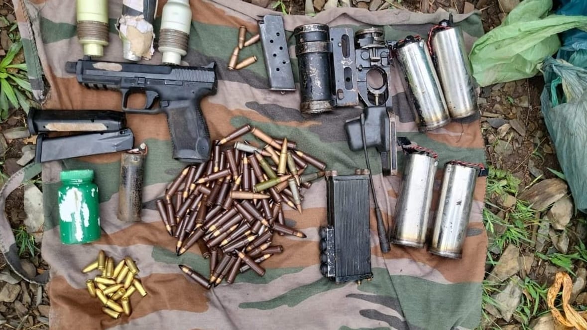 Reasi Terrorist Arrested: On disclosure of terrorist Talib Hussain a cache of weapons recovered by police