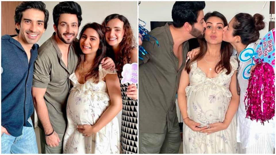 tv actor dheeraj dhoopar vinny  arora baby shower party photos viral with sanaya irani and ridhi dogra