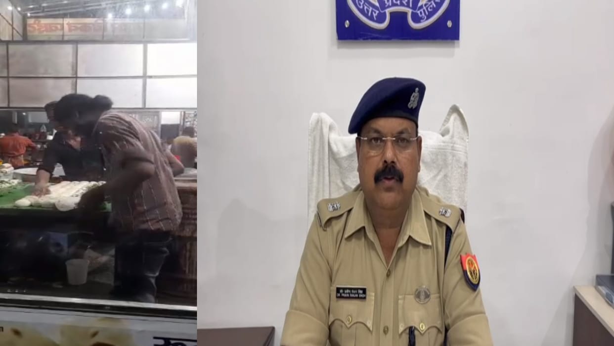 Video has gone viral of making roti by spitting on a hotel in Bijnor