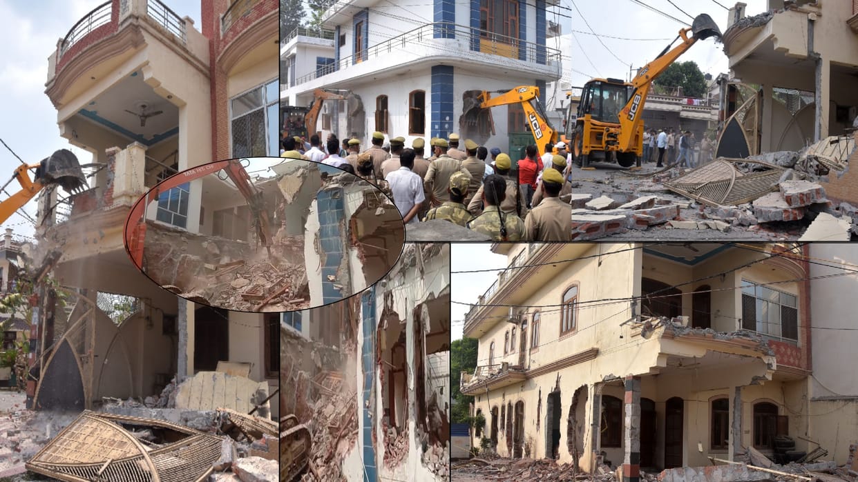 Former BSP MLC Mahmud Ali luxurious house demolished by bulldozers in 11 hours in Saharanpur and see photos