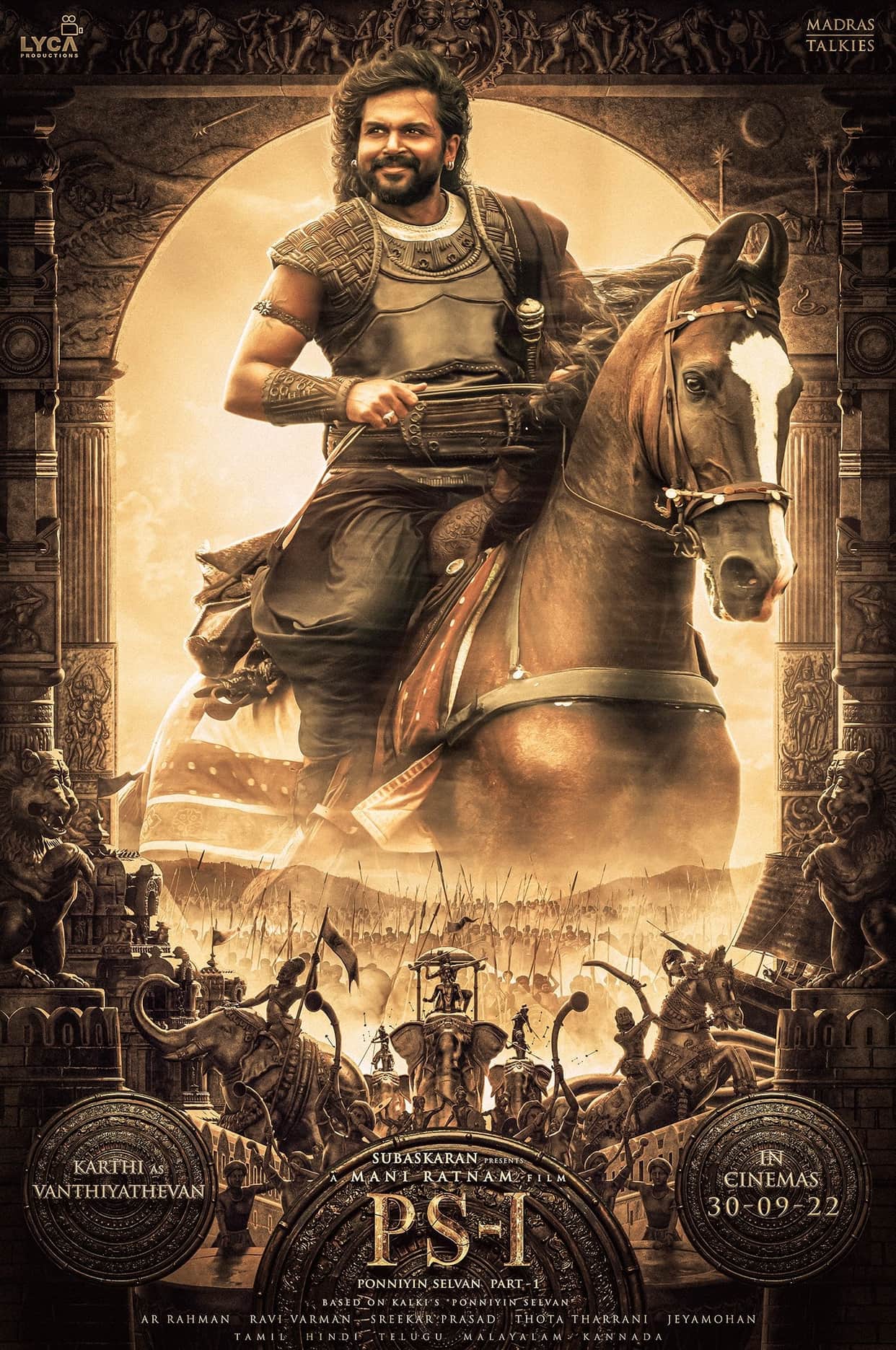 Actor Karthi first look from Ponniyin Selvan 1 is out film to be release on 30 september