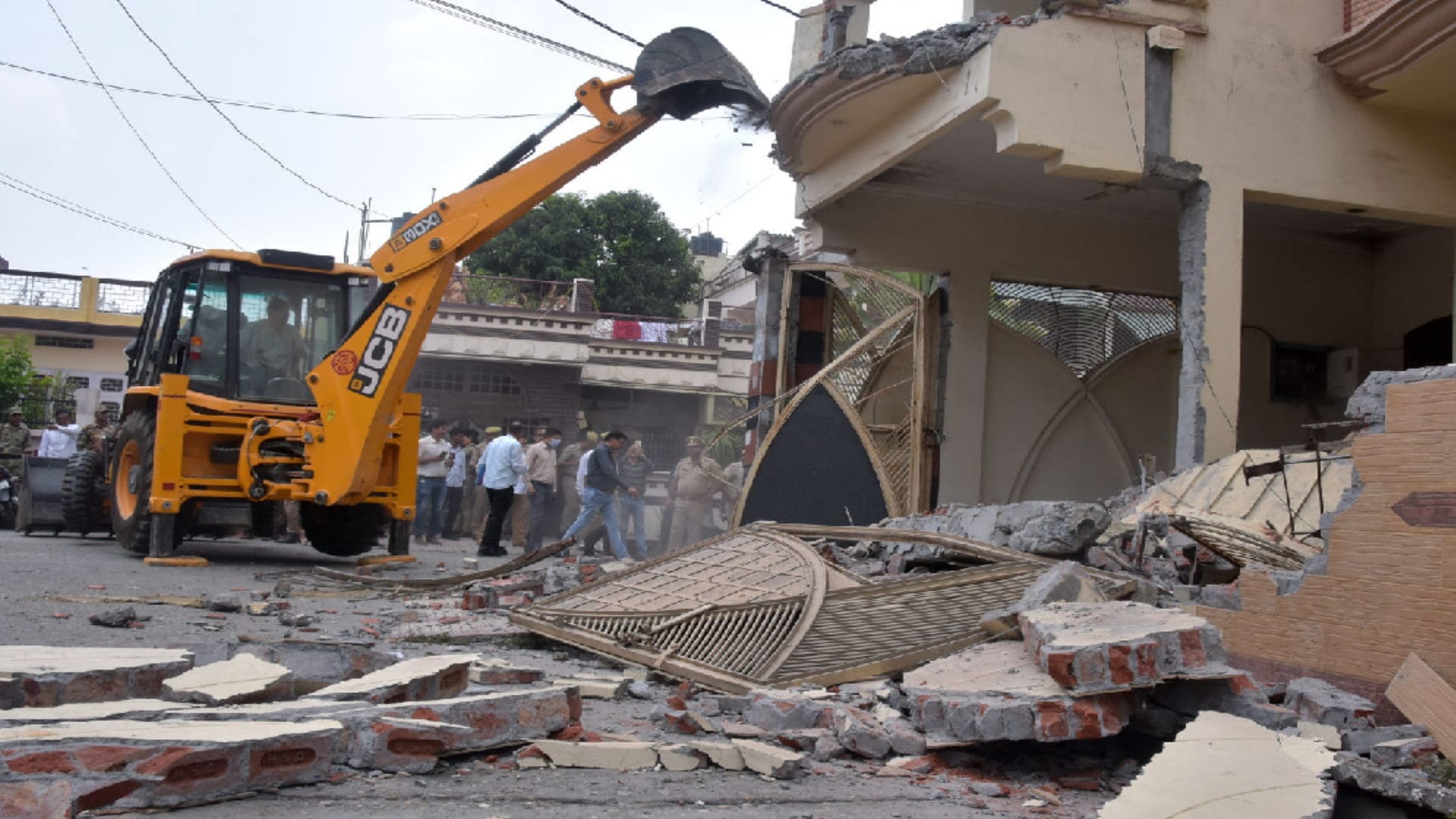 Bulldozer action in Pictures, three houses  of Haji Iqbal and Mahmud Ali demolished in few hours in Saharanpur